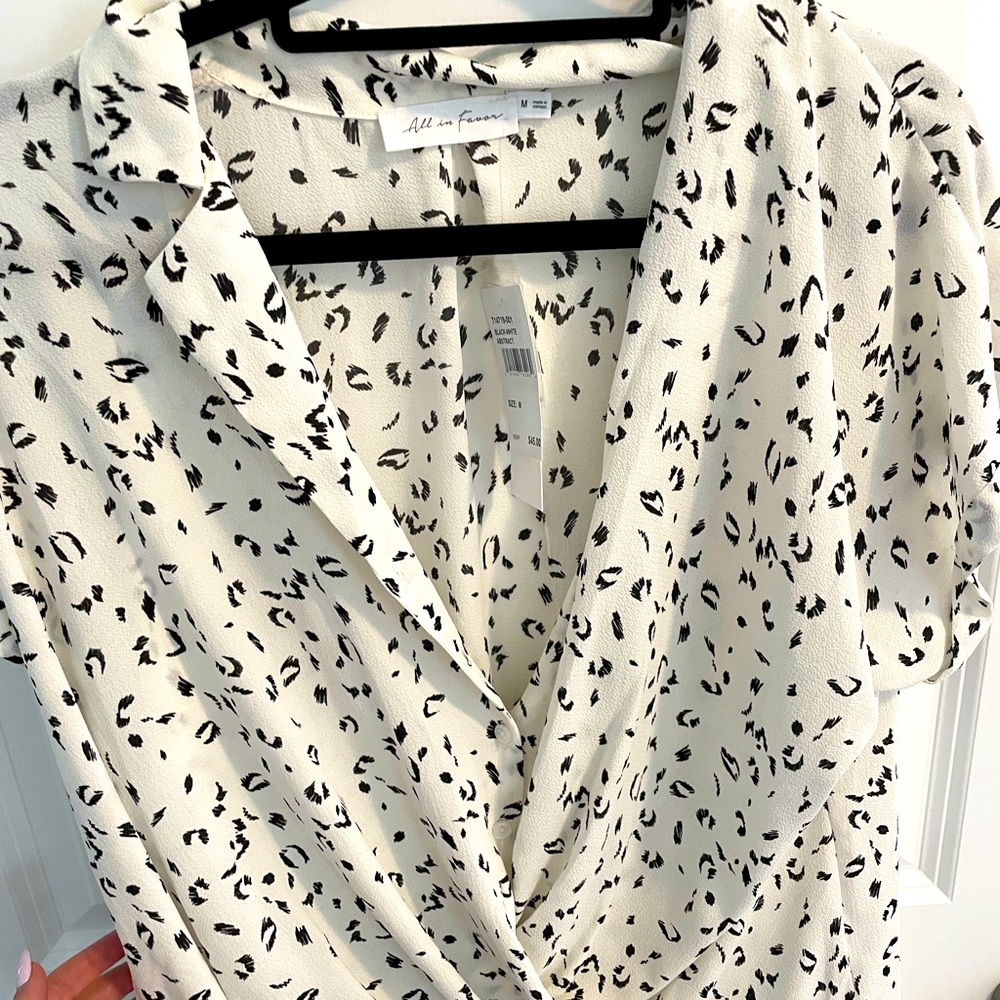 All in favor white and animal print blouse